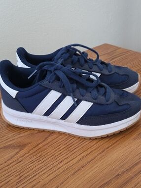 adidas Navy and White Classic Three-Stripe Sneakers